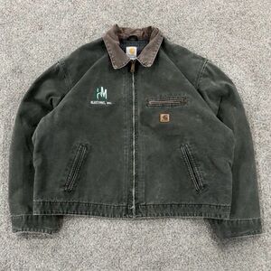Vintage Carhartt J97 MOS Detroit Blanket Lined Jacket Moss Green Made in USA 2XL